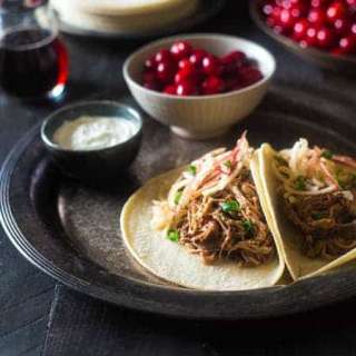 Chipotle Slow Cooker Pork Tenderloin Tacos with Cranberries and Apples {Gluten Free}