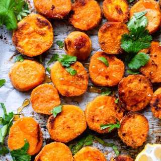 Roasted Sweet Potatoes (with Tahini Maple)