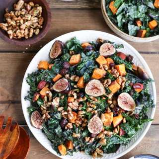 Roasted Sweet Potato and Fig Kale Salad