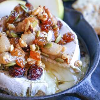 Maple Spiced Pear and Walnut Baked Brie