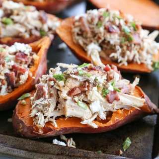 Loaded Sweet Potato Skins with Pecans and Chicken