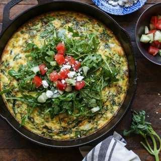 Zucchini, Arugula, and Feta Frittata