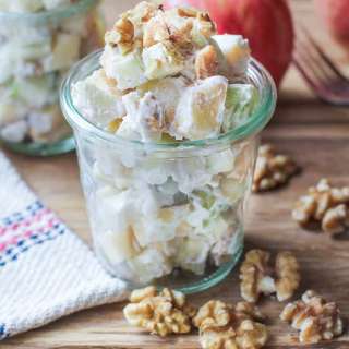 Apple Walnut Fruit Salad with Cinnamon Maple Coconut Whipped Cream