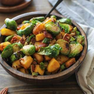 Glazed Acorn Squash and Brussels Sprouts