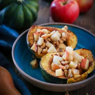 Pear Apple Walnut Stuffed Acorn Squash