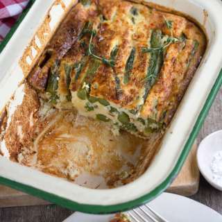Asparagus, blue cheese and parmesan quiche