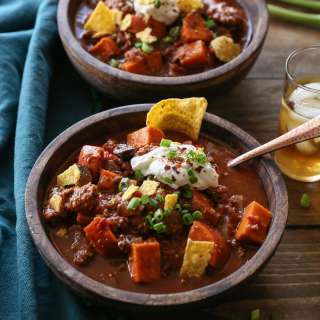 Crock Pot Boozy Bison and Sweet Potato Chili