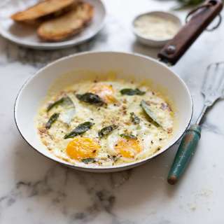 Eggs fried in cream with sage & bay recipe