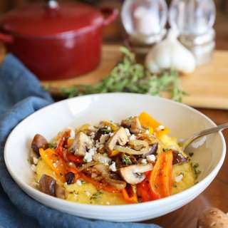 Creamy Polenta with Caramelized Onions, Peppers, and Mushrooms