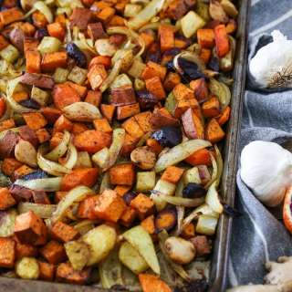 Orange Ginger Turmeric Roasted Root Vegetables