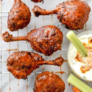 Buffalo Chicken Drumsticks with Blue Cheese Dressing