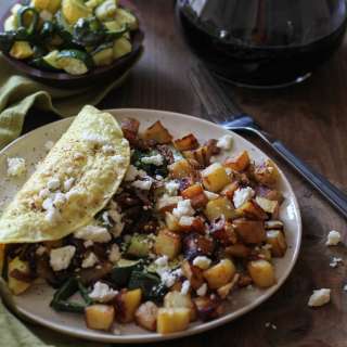 Roasted Vegetable and Caramelized Onion Omelette