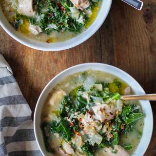 Crock Pot Chicken, Artichoke, and Kale Soup