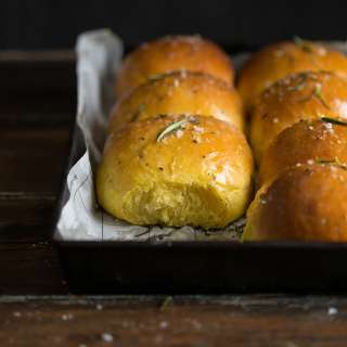 Pumpkin rolls with rosemary and sea salt