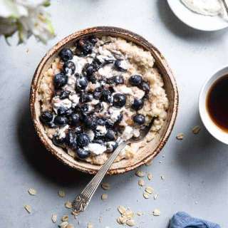Blueberry Oatmeal with Cheesecake Swirl