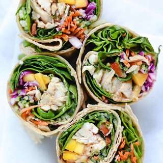 Chicken and Mango Rainbow Veggie Wraps