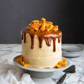 Spiced date cake with cream cheese & honey frosting