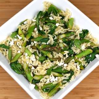 Lemon Orzo Salad with Asparagus, Spinach, and Feta