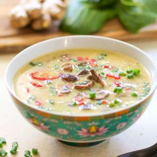 Egg Drop Soup with Bok Choy and Mushrooms
