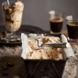 Coffee tequila ice cream with smashed malted chocolates