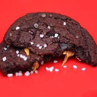 Chocolate Caramel Cookies with Sea Salt