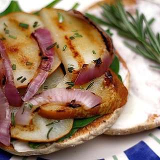 Grilled Cheese and Pear Sandwich with Red Onions and Rosemary
