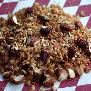Homemade Granola with Coconut, Dried Cranberries, and Almonds