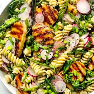 Tahini Pasta Salad with Halloumi