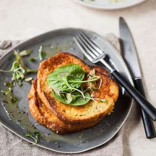 French toast with miso and parmesan