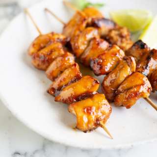 Sous Vide chicken kebabs with soy, ginger, honey & lime