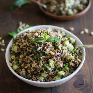 Cooling Tri-Color Quinoa Salad with Cucumber, Mint, and Lime Dressing