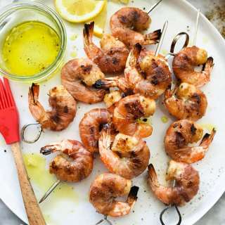Prosciutto Wrapped Grilled Shrimp Skewers