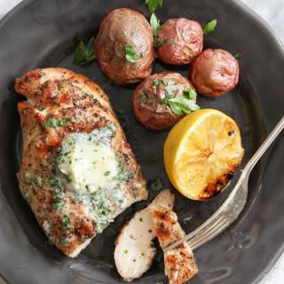 Grilled Chicken Breasts with Chive and Herb Butter