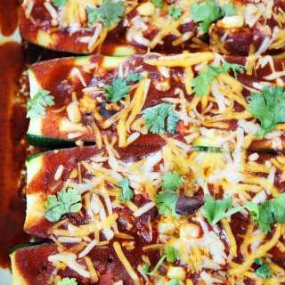 Black Bean and Quinoa Enchilada Zucchini Boats