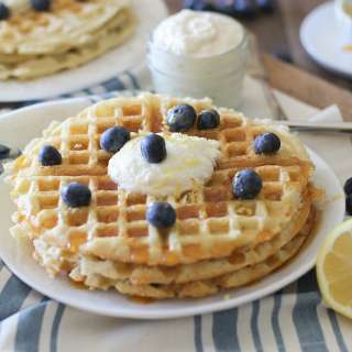 Yeasted Buttermilk Waffles with Honey-Lemon Ricotta