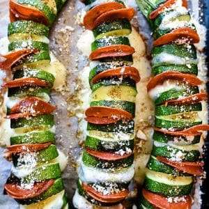 Stuffed Zucchini Hasselback Pepperoni Pizza Style