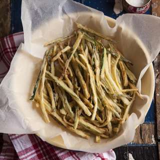 Zucchini shoestring and ribbon fries