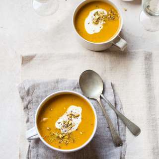 Carrot and coriander soup with cumin and orange