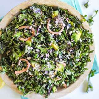 Massaged Kale Salad with Avocado and Pickled Red Onions