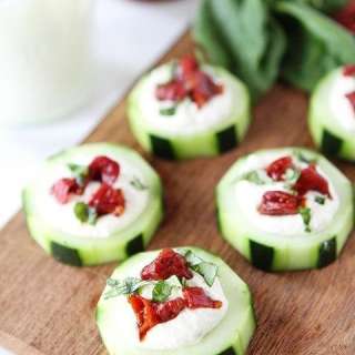 Cucumber Canapés with Whipped Feta, Sun-Dried Tomatoes, and Basil