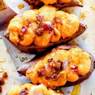 Twice Baked Sweet Potatoes With Maple Bacon