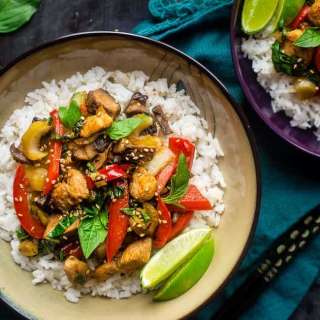 Healthy Chicken Stir Fry with Coriander And Spicy Sweet Sauce {Paleo + Super Simple}