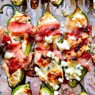 Bacon Wrapped Jalapeño Poppers with Gorgonzola