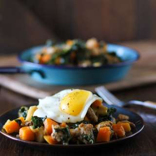 Butternut Squash Hash with Apples, Sausage and Kale