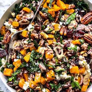 Kale Salad with Wild Rice and Roasted Butternut Squash