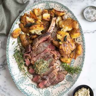 Pan-seared, butter-basted ribeye steak