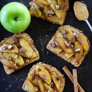 Peanut Butter Toast with Skillet Cinnamon Apples