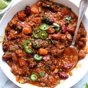 Slow Cooker Turkey Chili with Sweet Potato & Quinoa
