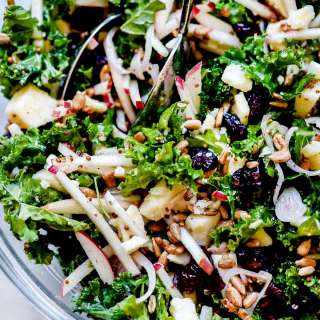 Kale Salad with Cranberries, Apple, and Cheddar Cheese