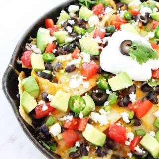 Three Cheese Skillet Nachos